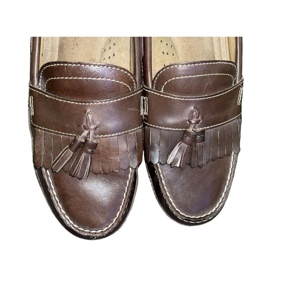 Chaps Men’s Loafers 10.5M Brown Leather Tassel Slip On Dress Shoes 96-26098 - Picture 15 of 16